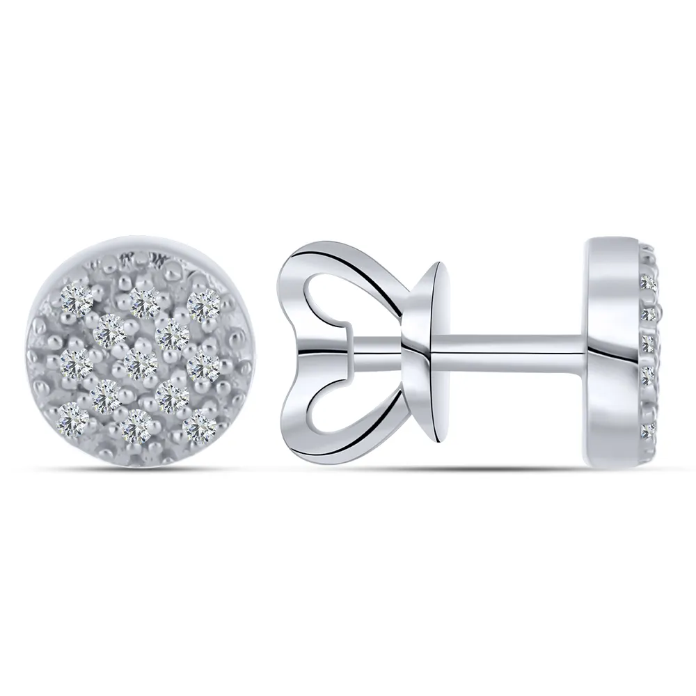 Cercei Pusete din aur alb cu Cubic Zirconia Incolor