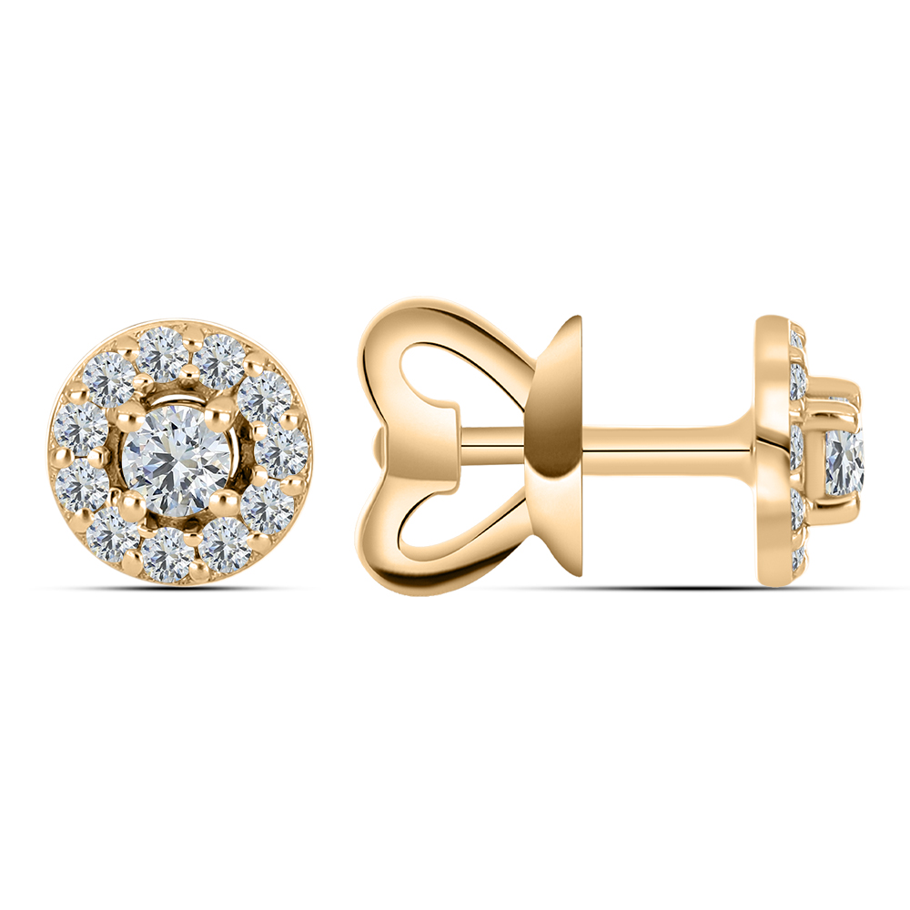 Серьги Пусеты из красного золота с камнями Фианит Бесцветный