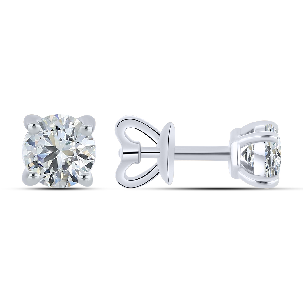 Cercei Pusete din aur alb cu pietre Diamant