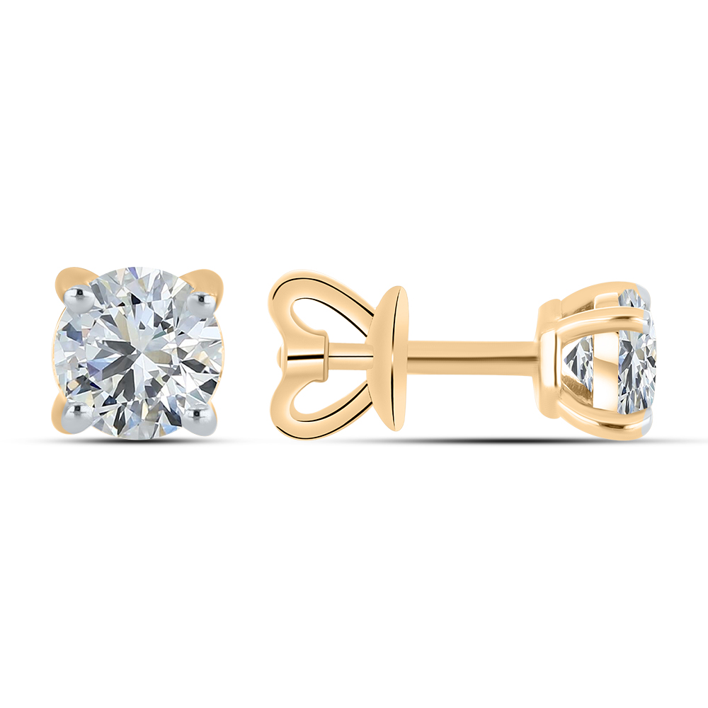 Cercei Pusete din aur roșu cu pietre Diamant