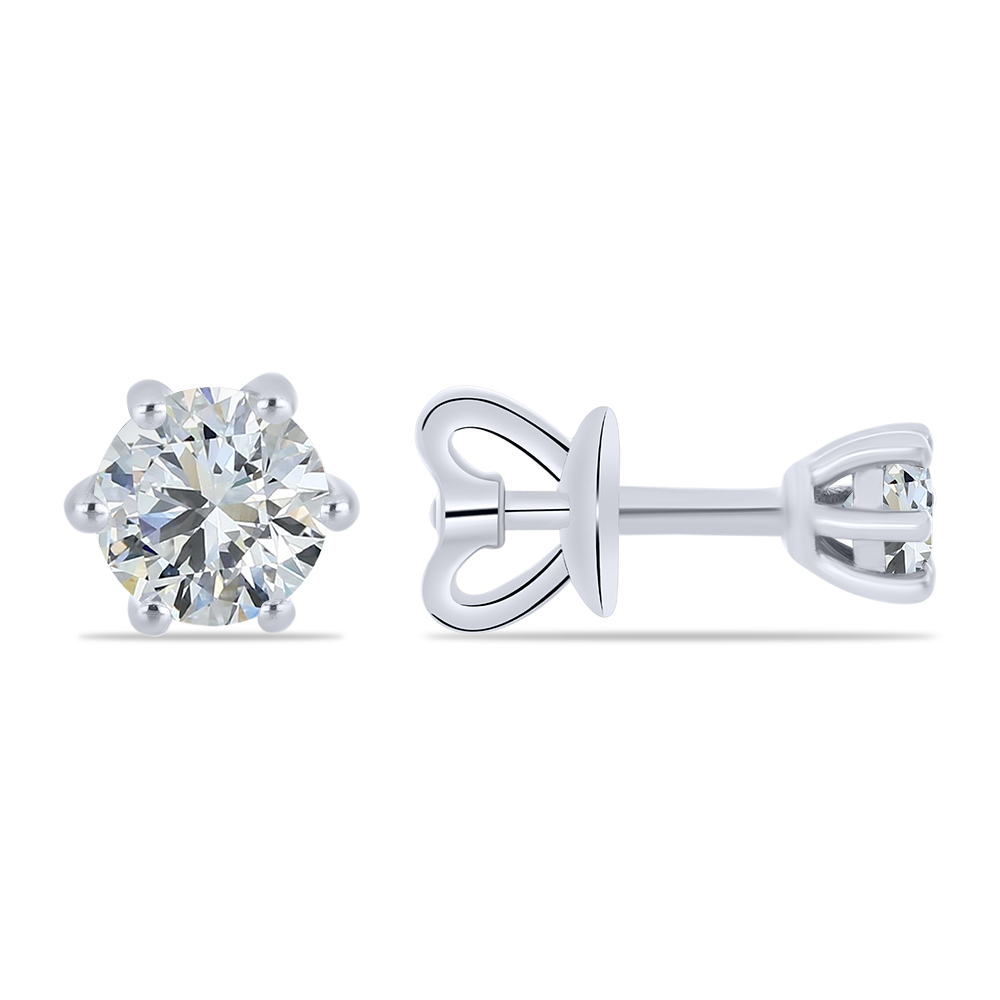 Cercei Pusete din aur alb cu pietre Diamant