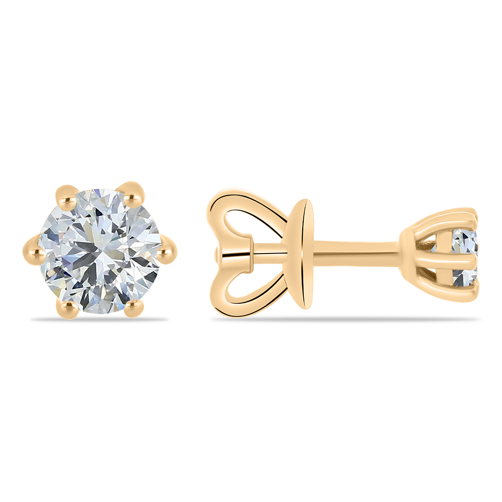 Cercei Pusete din aur roșu cu pietre Diamant