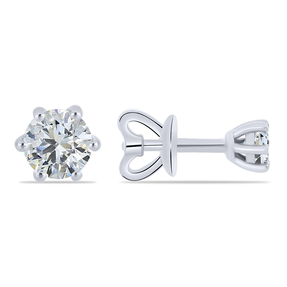 Серьги Пусеты из белого золота с камнями Бриллиант