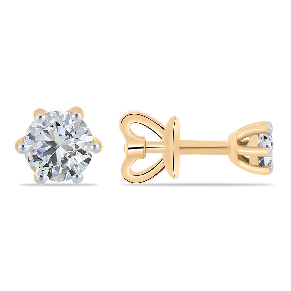 Cercei Pusete din aur roșu cu pietre Diamant