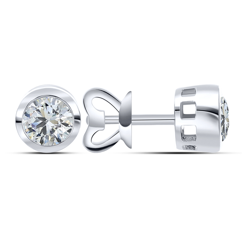 Cercei Pusete din aur alb cu pietre Diamant crescut