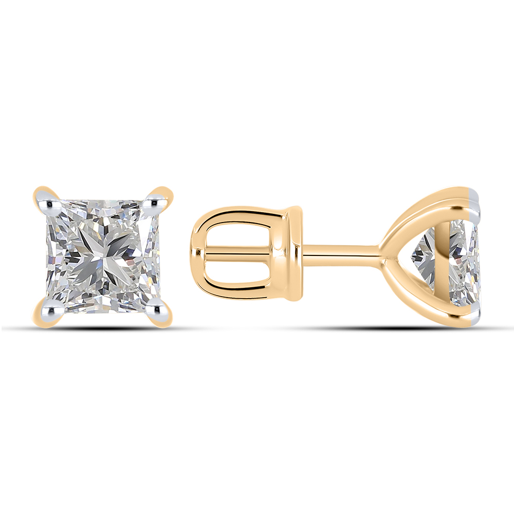 Серьги Пусеты из красного золота с камнями Выращенный бриллиант