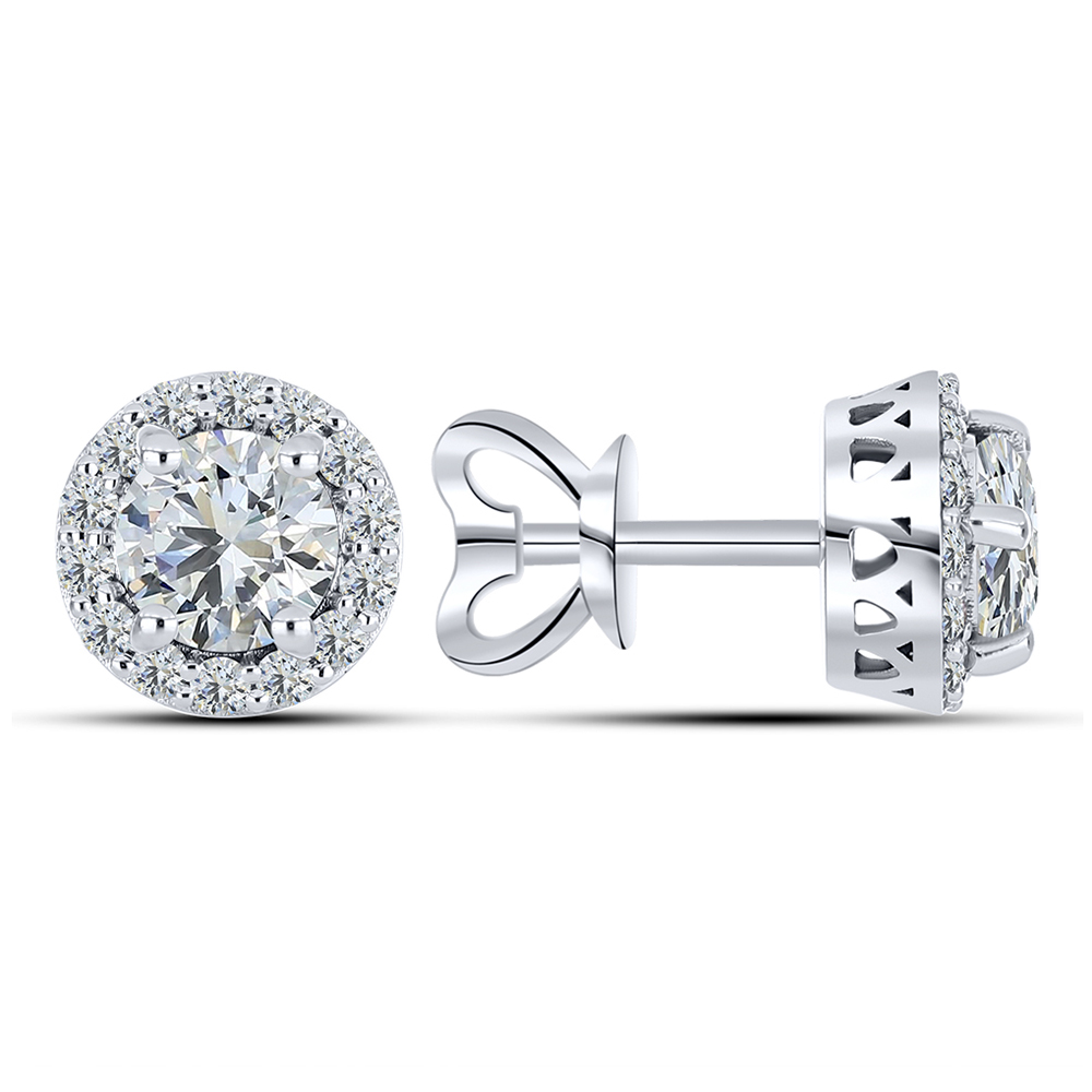 Cercei Pusete din aur alb cu pietre Diamant crescut