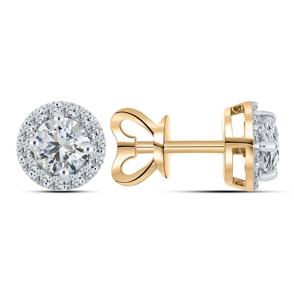 Cercei Pusete din aur roșu cu pietre Diamant crescut