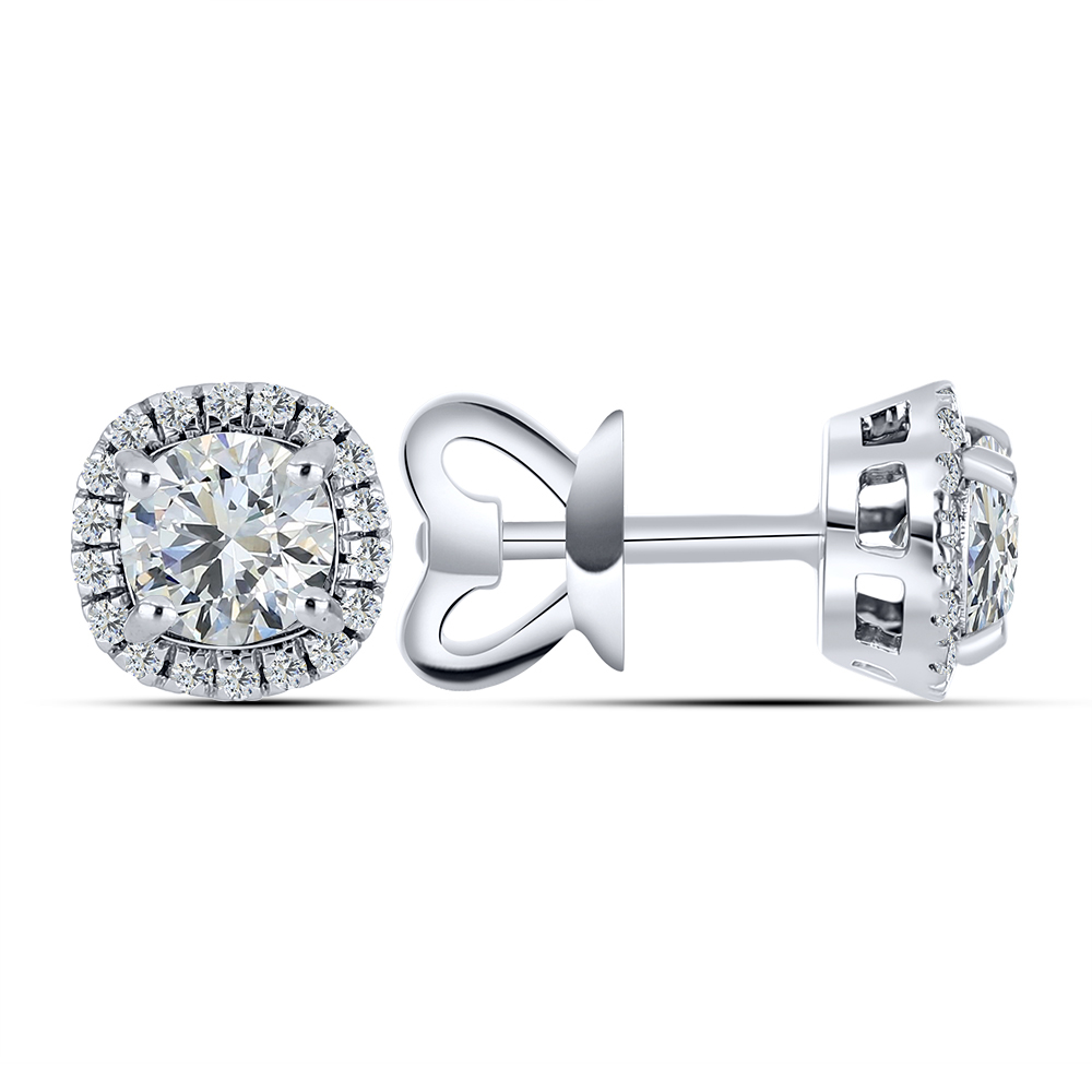 Cercei Pusete din aur alb cu pietre Diamant crescut