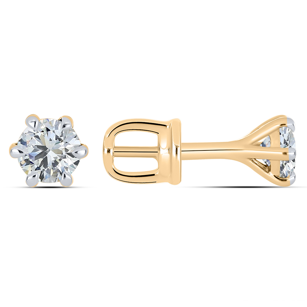 Серьги Пусеты из красного золота с камнями Выращенный бриллиант