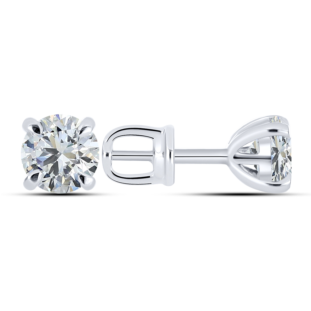 Серьги Пусеты из белого золота с камнями Выращенный бриллиант