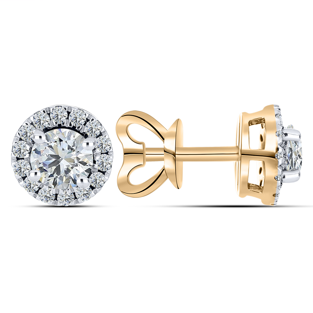 Серьги Пусеты из красного золота с камнями Выращенный бриллиант