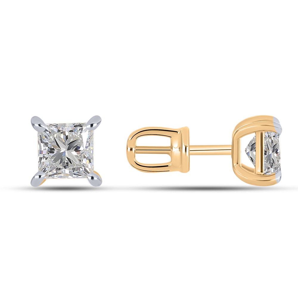 Cercei Pusete din aur roșu cu pietre Diamant crescut