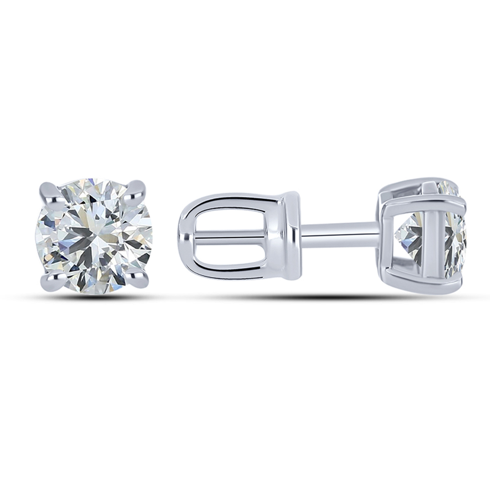 Серьги Пусеты из белого золота с камнями Выращенный бриллиант