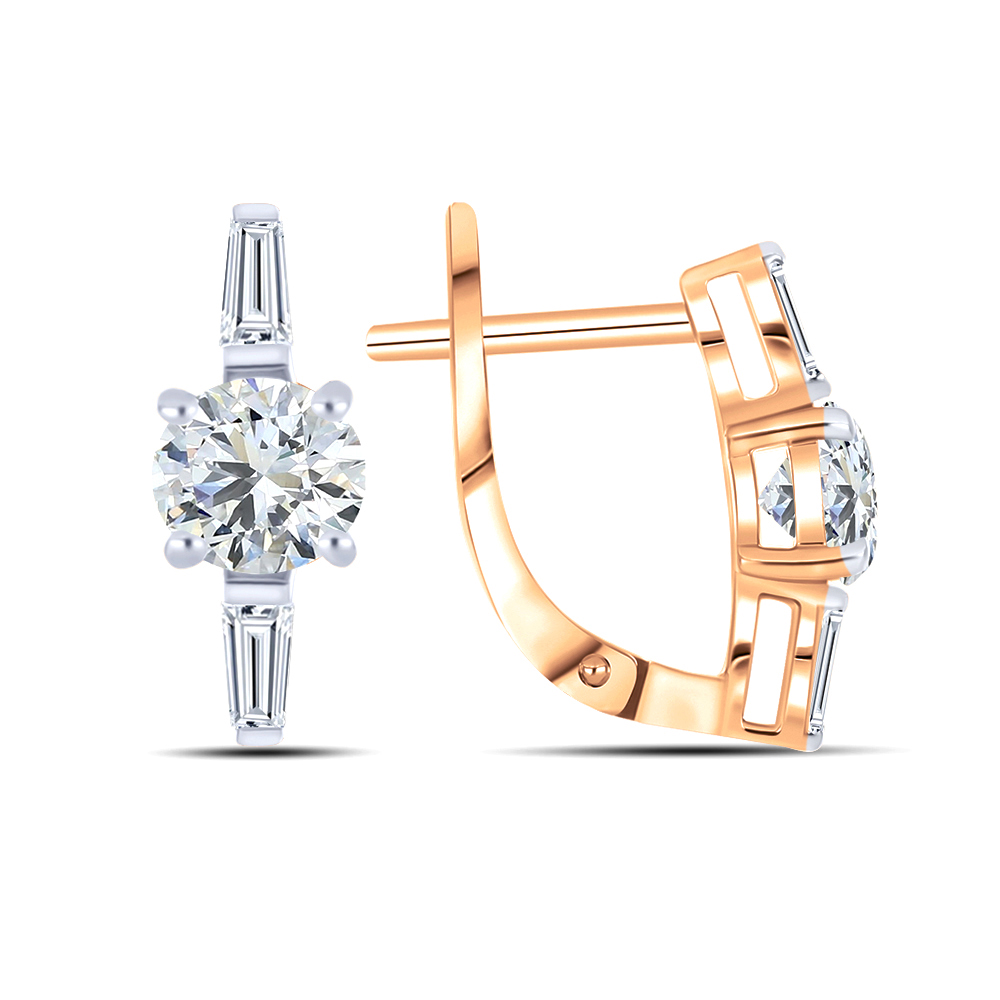 Cercei din aur roșu cu pietre Diamant crescut