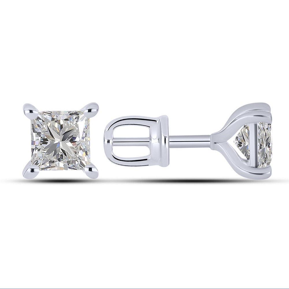 Серьги Пусеты из белого золота с камнями Выращенный бриллиант