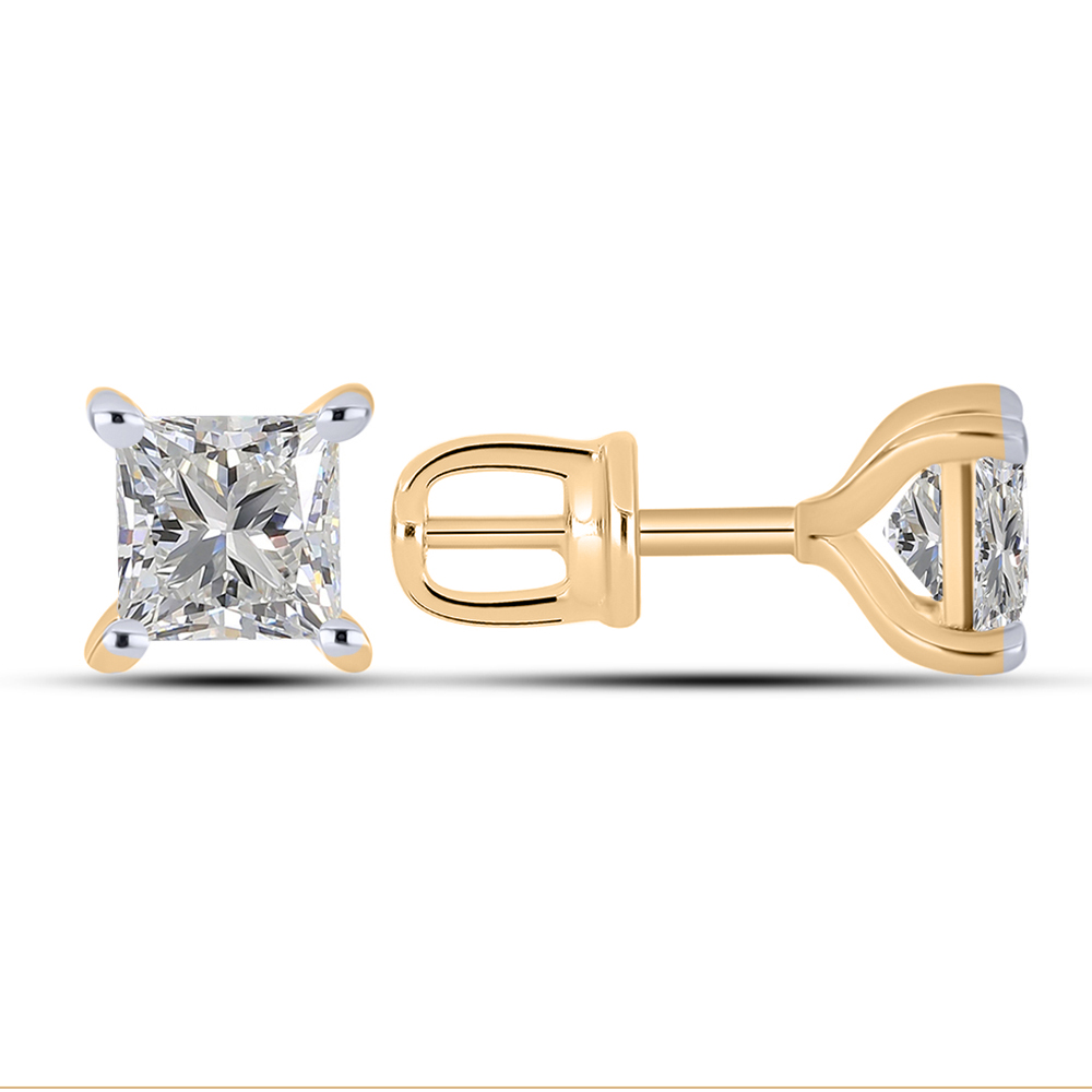 Серьги Пусеты из красного золота с камнями Выращенный бриллиант