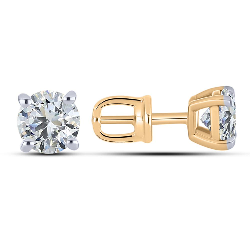 Серьги Пусеты из красного золота с камнями Выращенный бриллиант