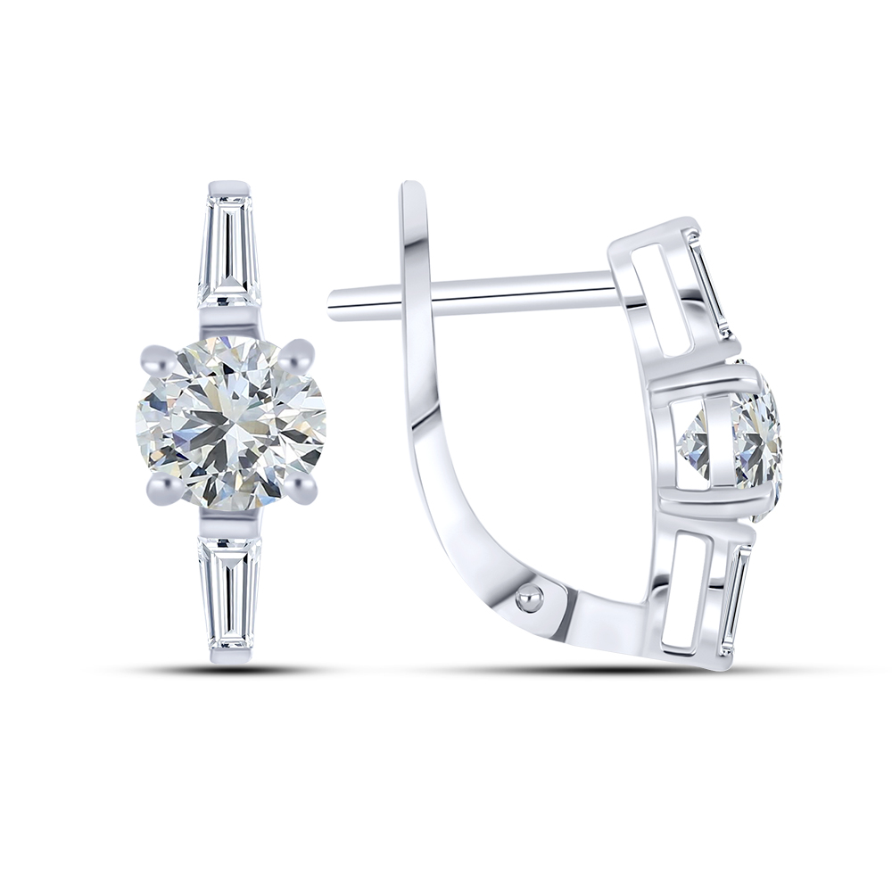 Cercei din aur alb cu pietre Diamant crescut