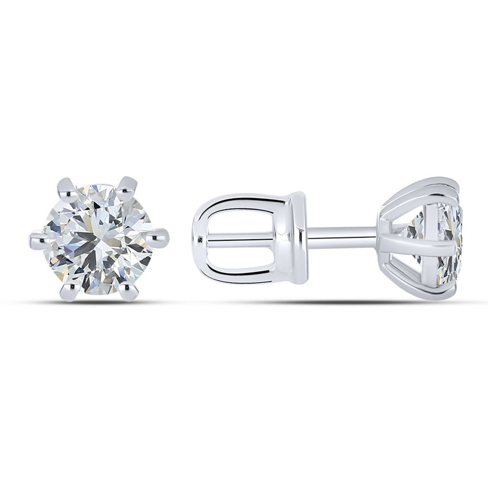 Серьги Пусеты из белого золота с камнями Выращенный бриллиант