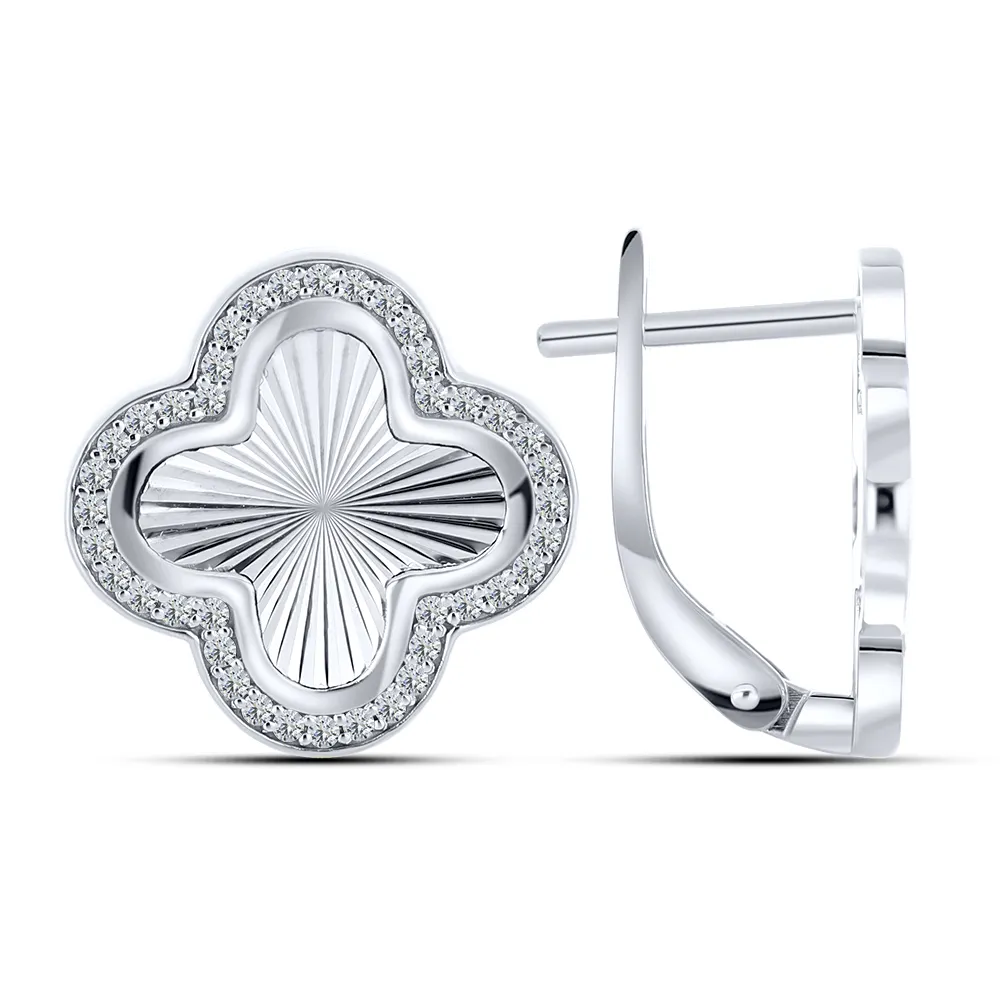 Cercei din aur alb cu Cubic Zirconia Incolor