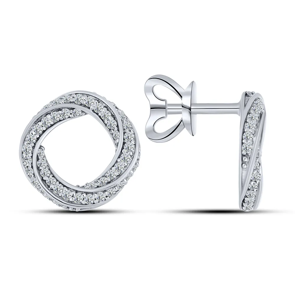 Cercei Pusete din aur alb cu Cubic Zirconia Incolor