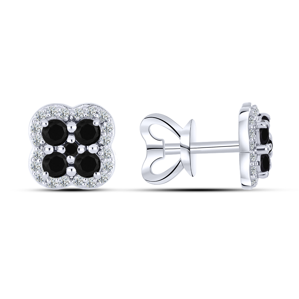 Cercei Pusete din aur alb cu pietre Cubic Zirconia Incolor, Spinel natural