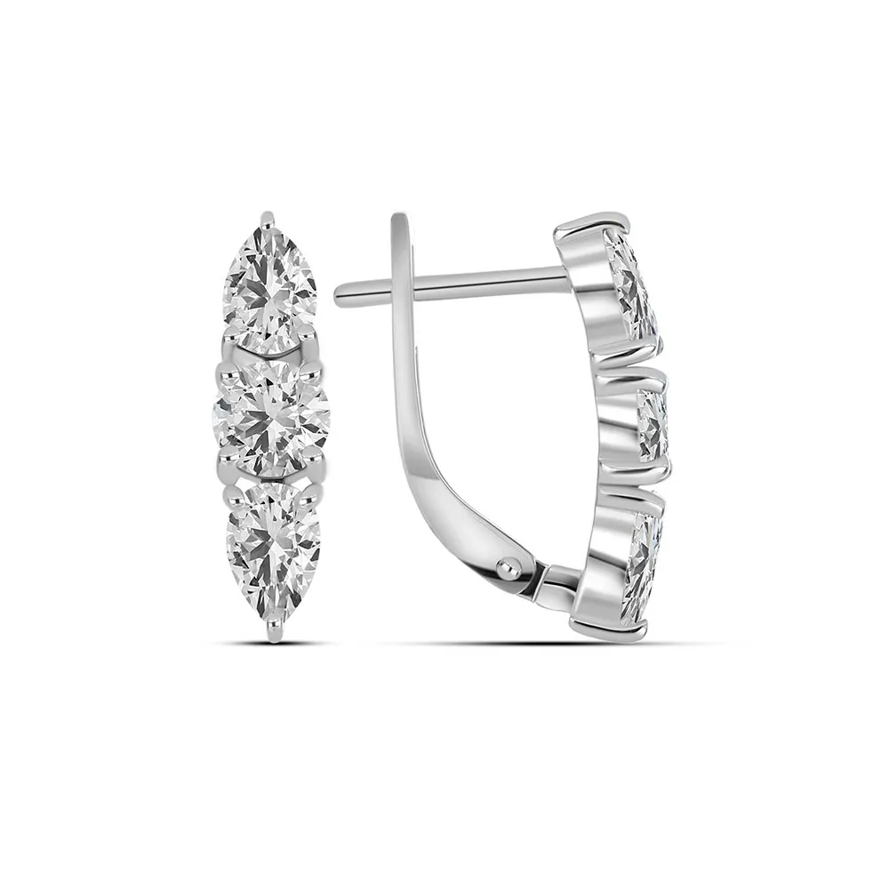 Cercei din aur alb cu Cubic Zirconia Incolor