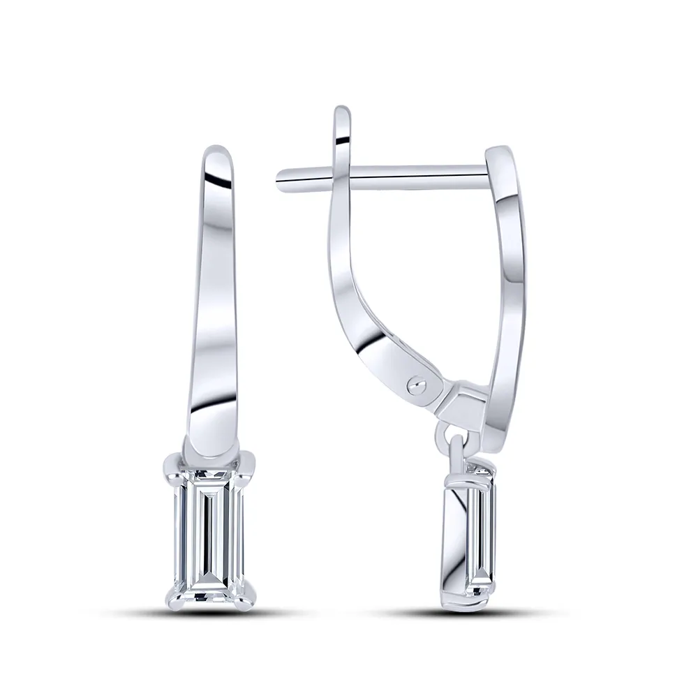 Cercei din aur alb cu Cubic Zirconia Incolor