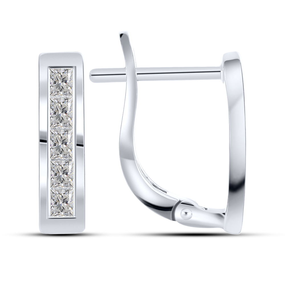 Cercei din aur alb cu pietre Cubic Zirconia Incolor