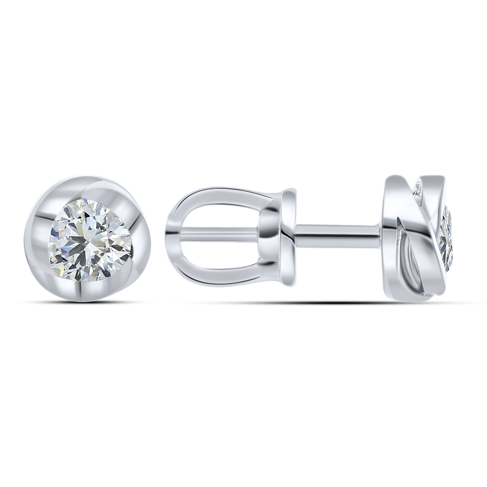 Cercei Pusete din aur alb cu pietre Diamant