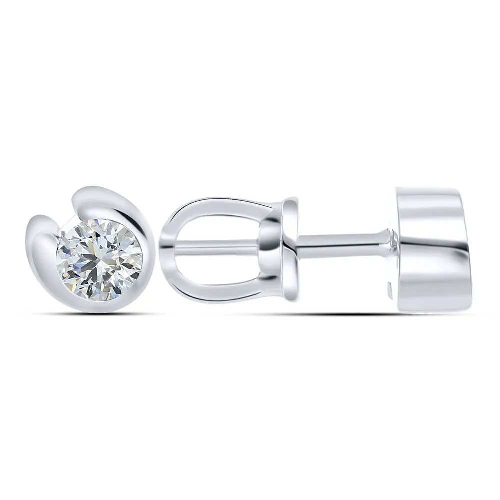 Cercei Pusete din aur alb cu Diamant