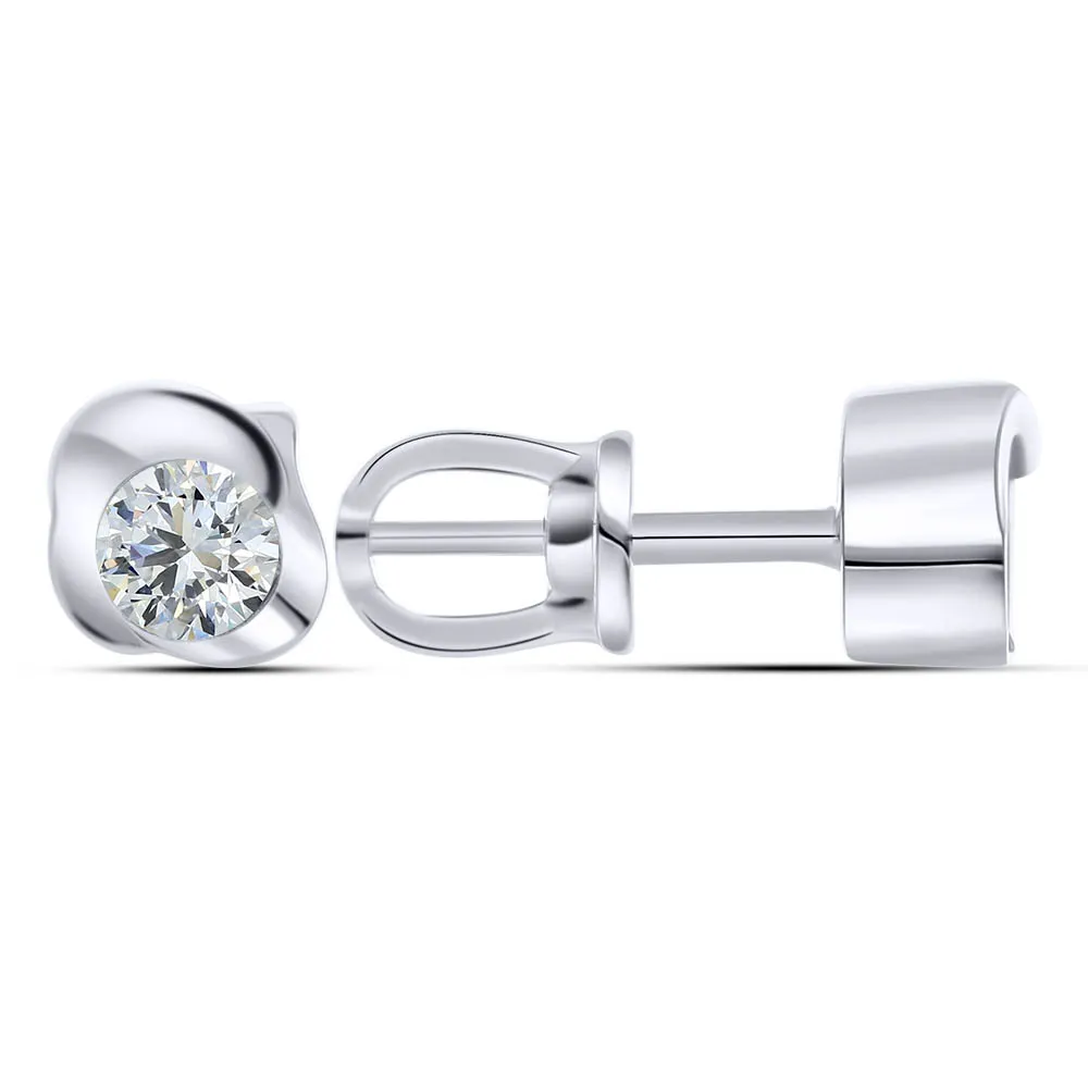 Cercei Pusete din aur alb cu Diamant