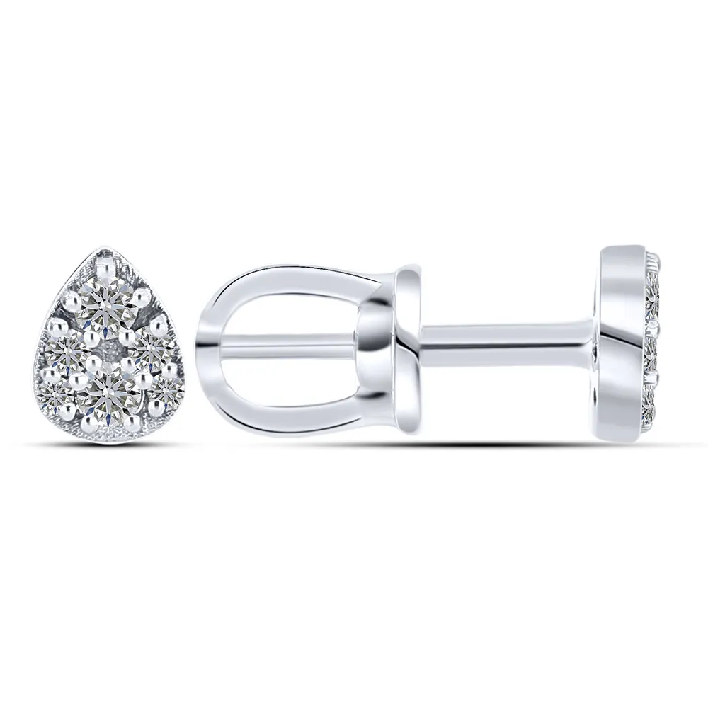 Cercei Pusete din aur alb cu Diamant