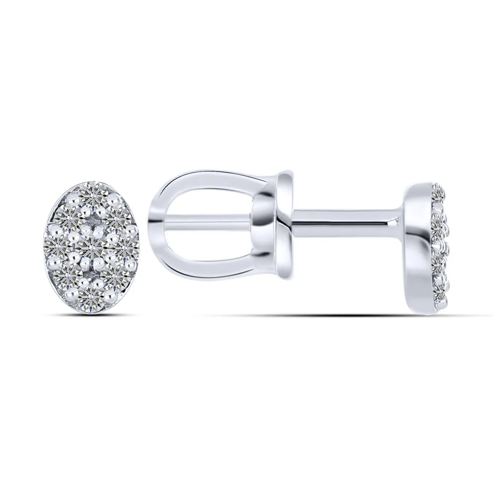 Cercei Pusete din aur alb cu Diamant