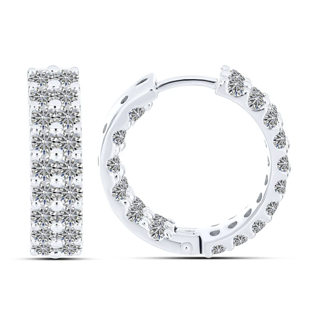 Cercei Creole din aur alb cu Diamant