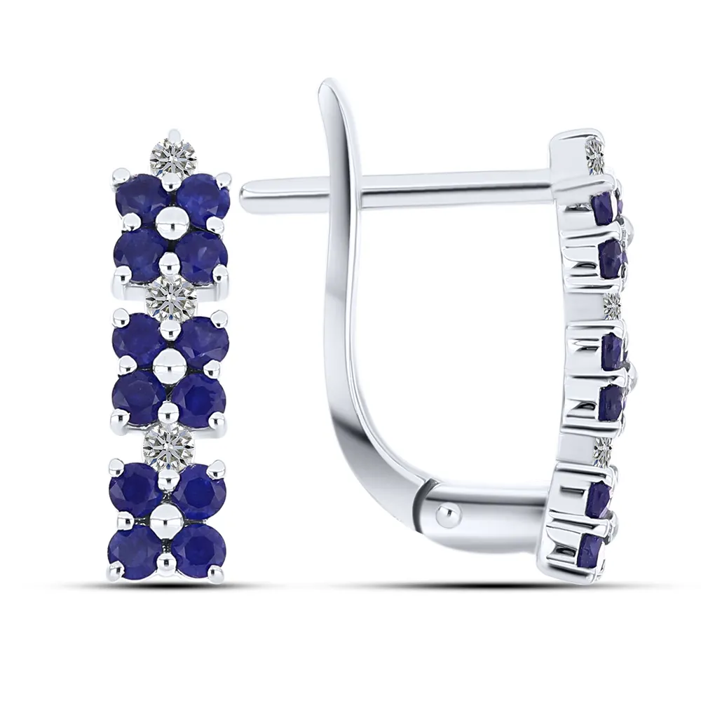 Cercei din aur alb cu Diamant, Safir