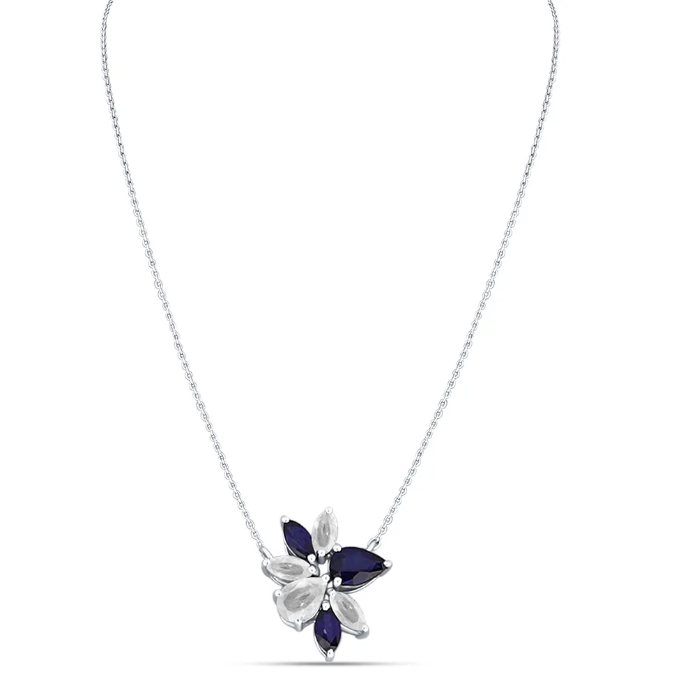 Colier din aur alb cu Safir, Safir incolor
