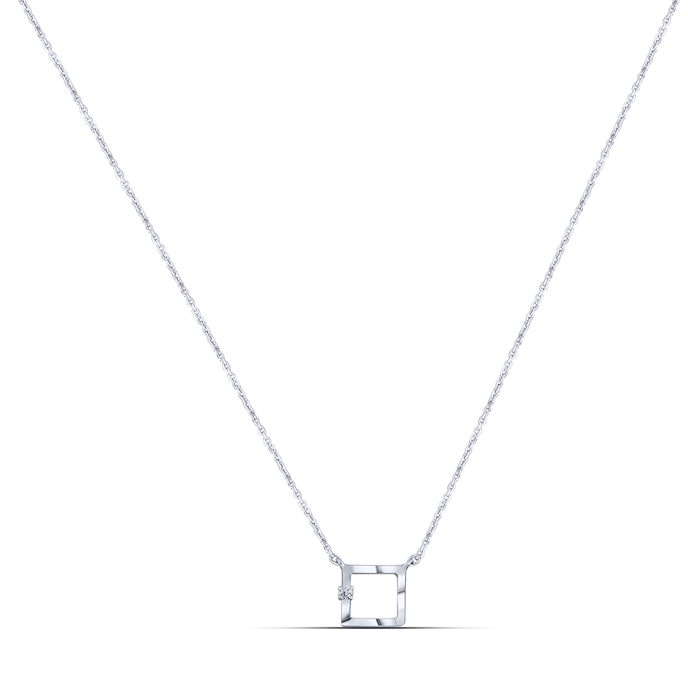 Colier din aur alb cu pietre Cubic Zirconia Incolor
