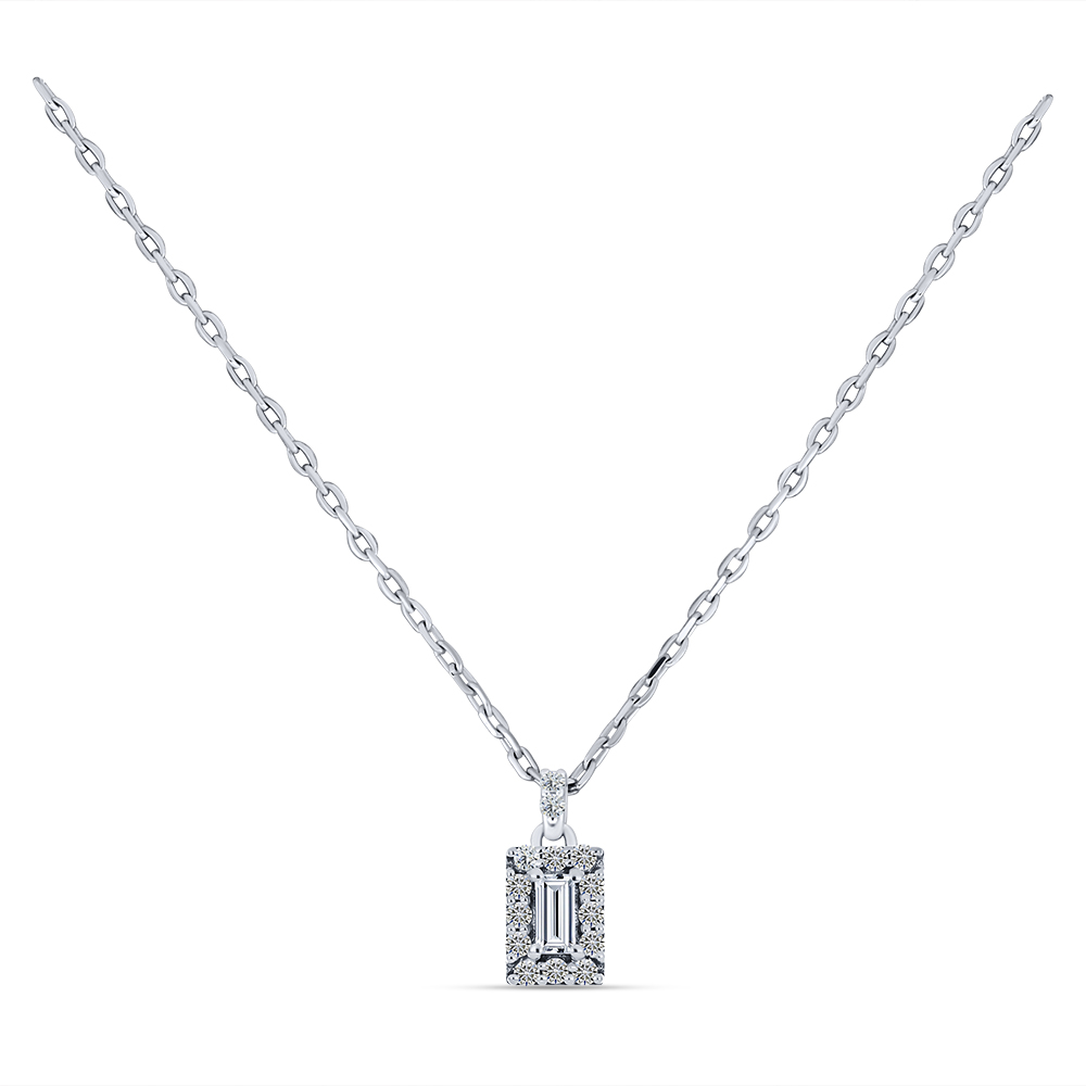 Колье из белого золота с камнями Бриллиант