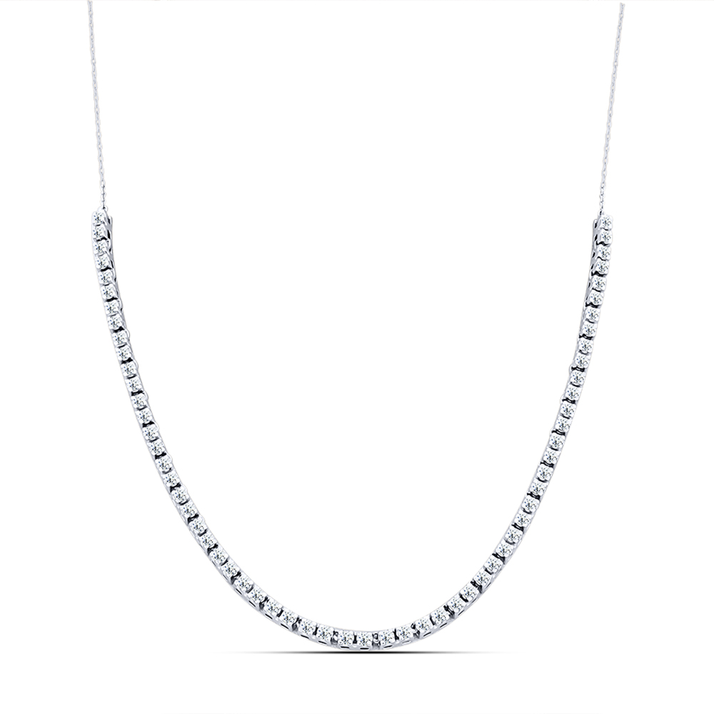 Colier din aur alb cu pietre Cubic Zirconia Incolor