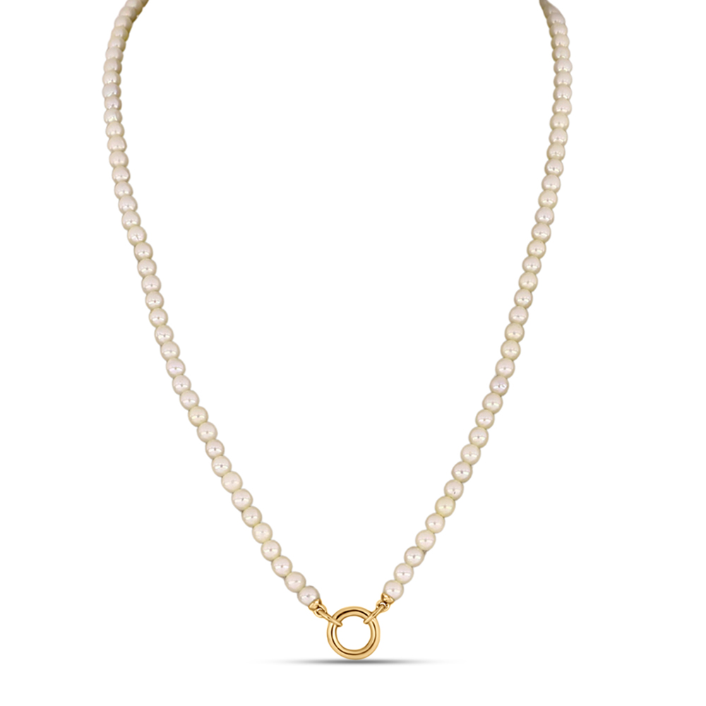 Колье из красного золота с камнями Жемчуг белый