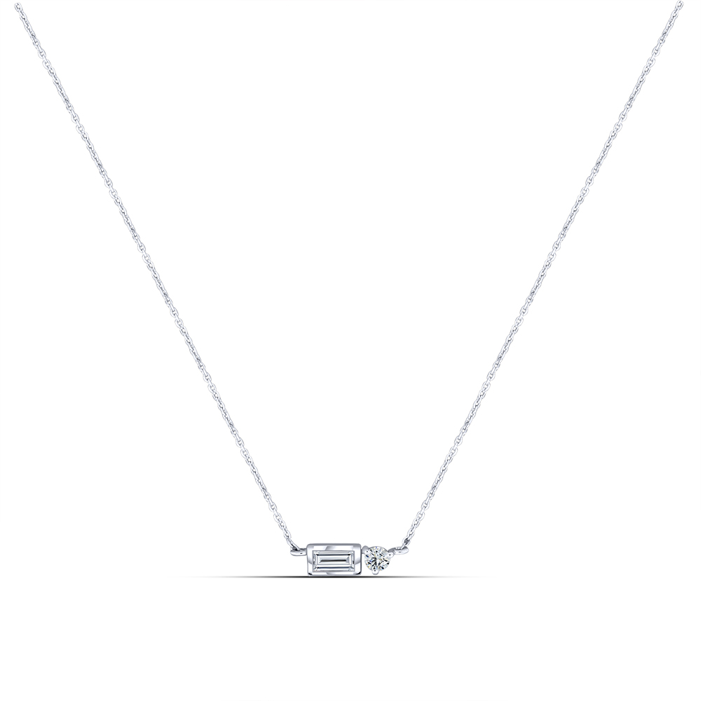 Colier din aur alb cu pietre Cubic Zirconia Incolor