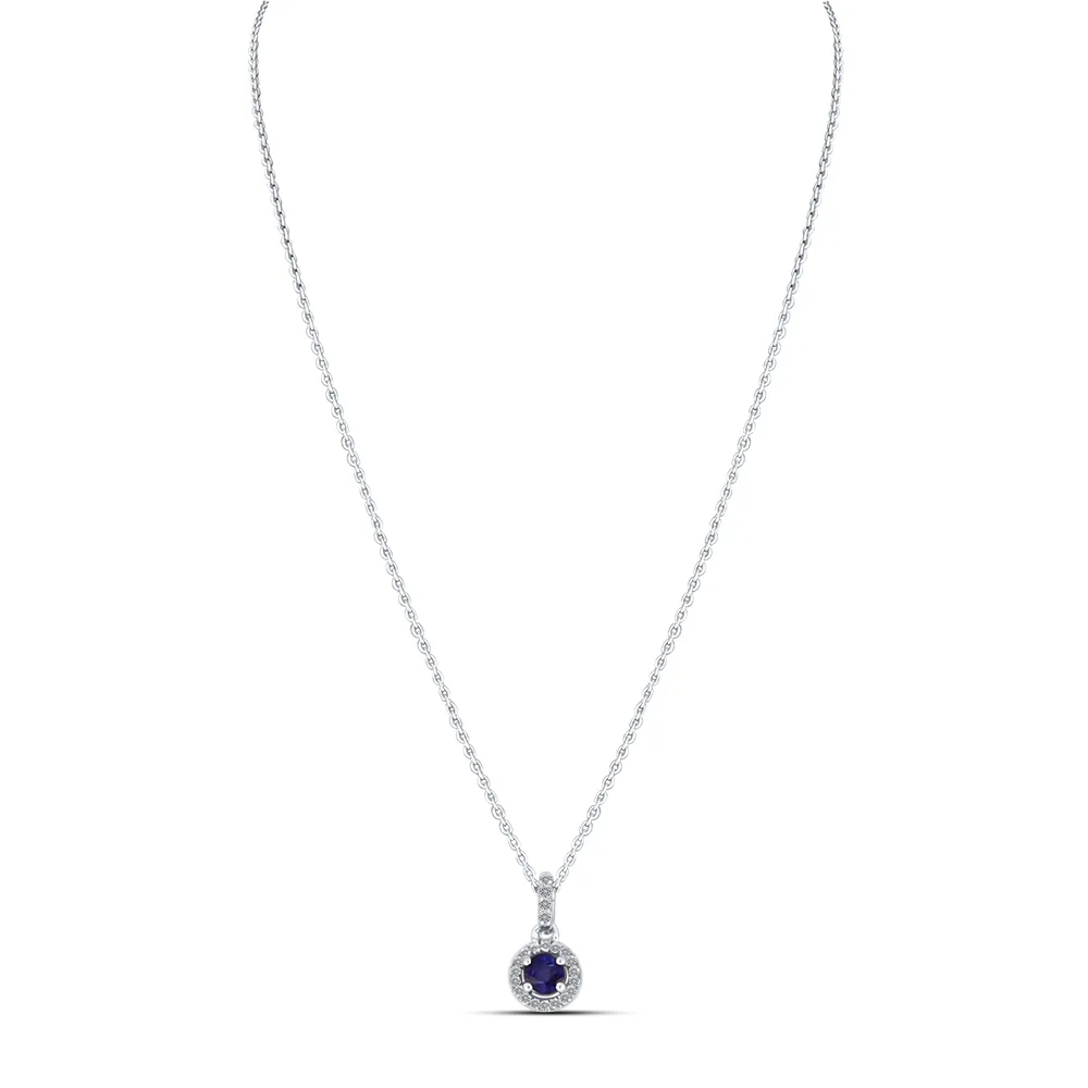 Colier din aur alb cu Diamant, Safir