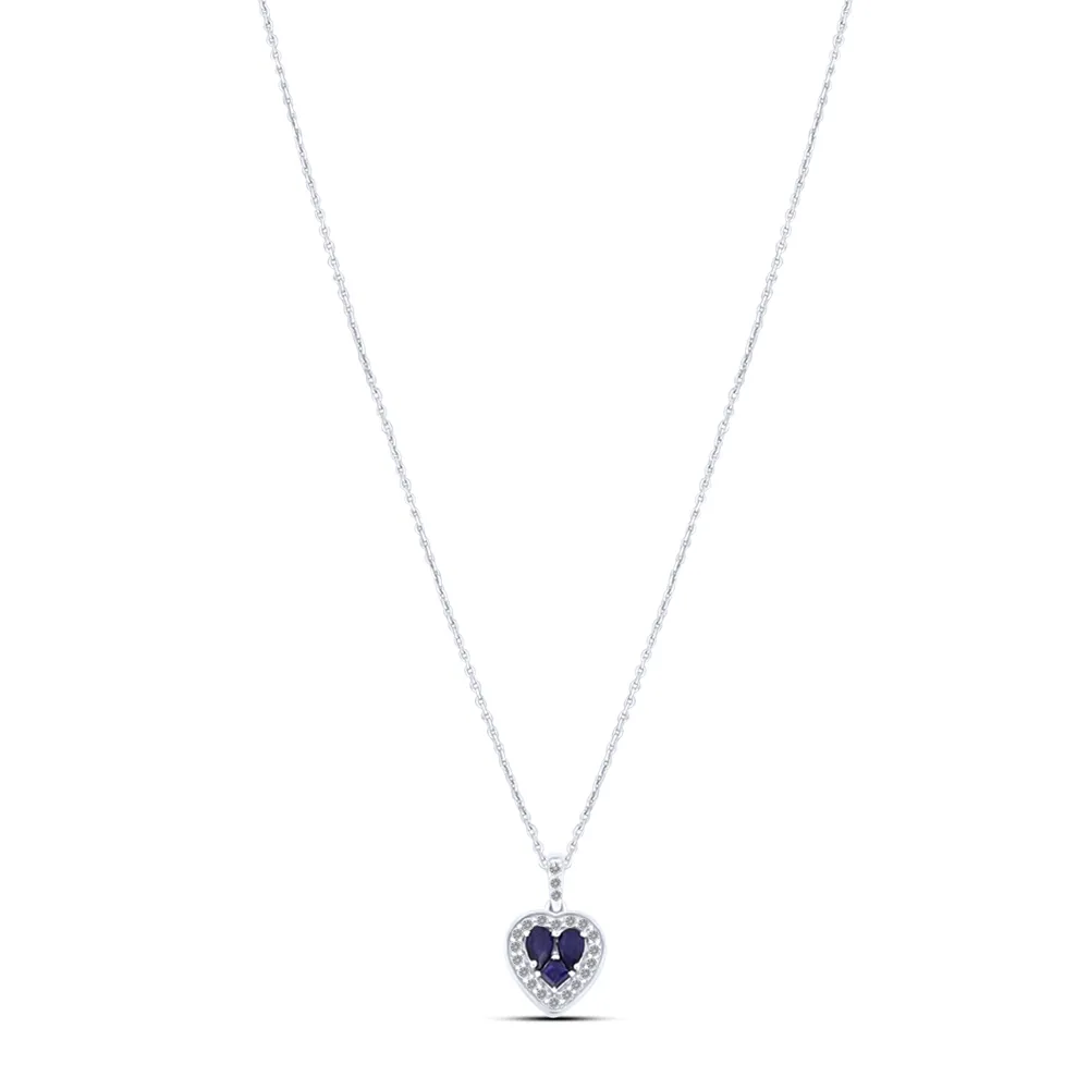 Colier din aur alb cu Diamant, Safir