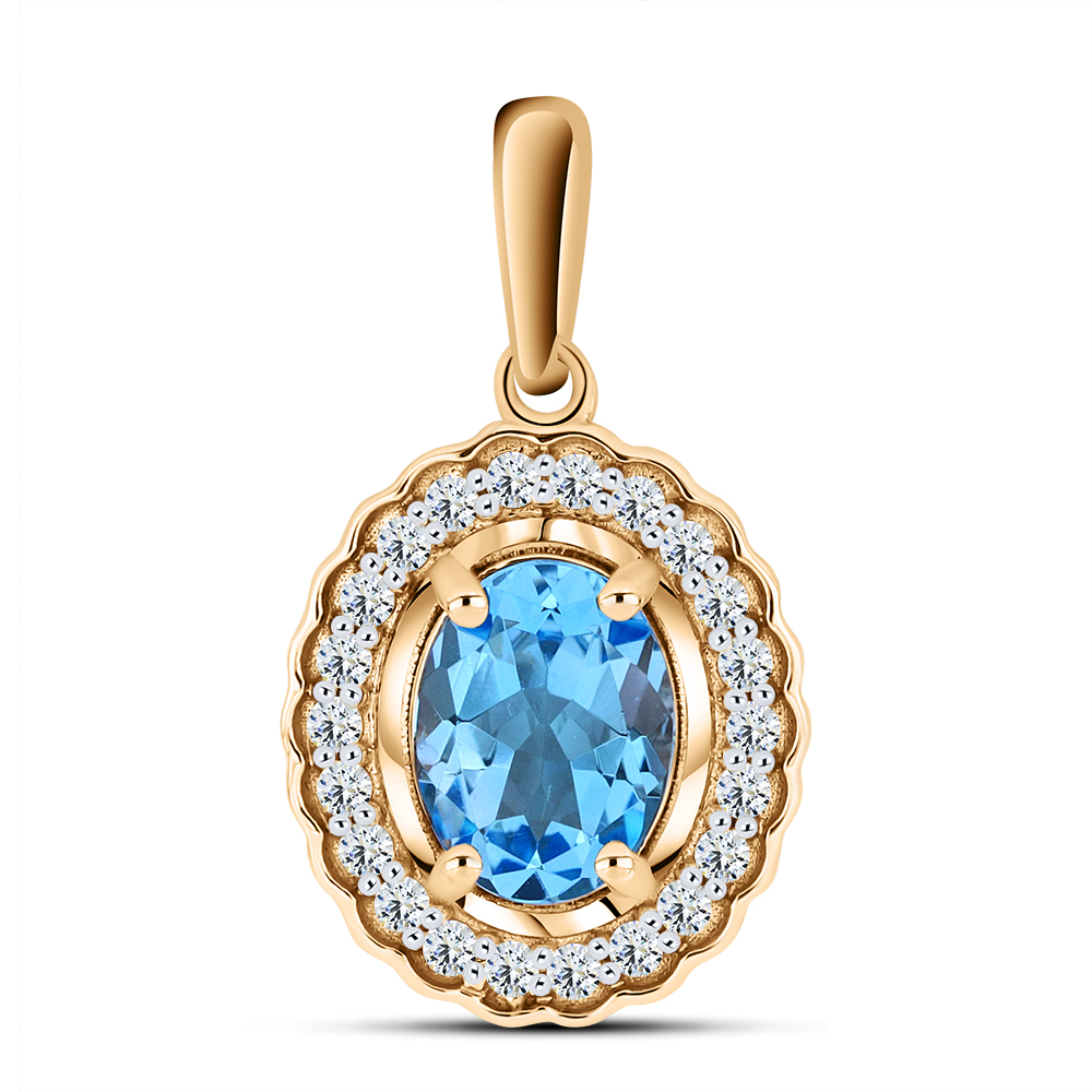 Pandantiv din aur roșu cu pietre Cubic Zirconia Incolor, Topaz Swiss