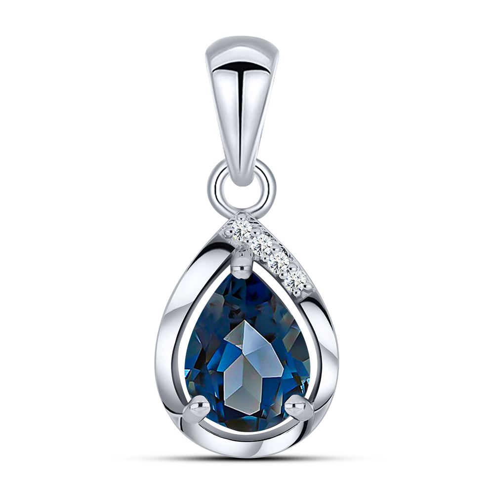 Pandantiv din aur alb cu pietre Cubic Zirconia Incolor, Topaz London