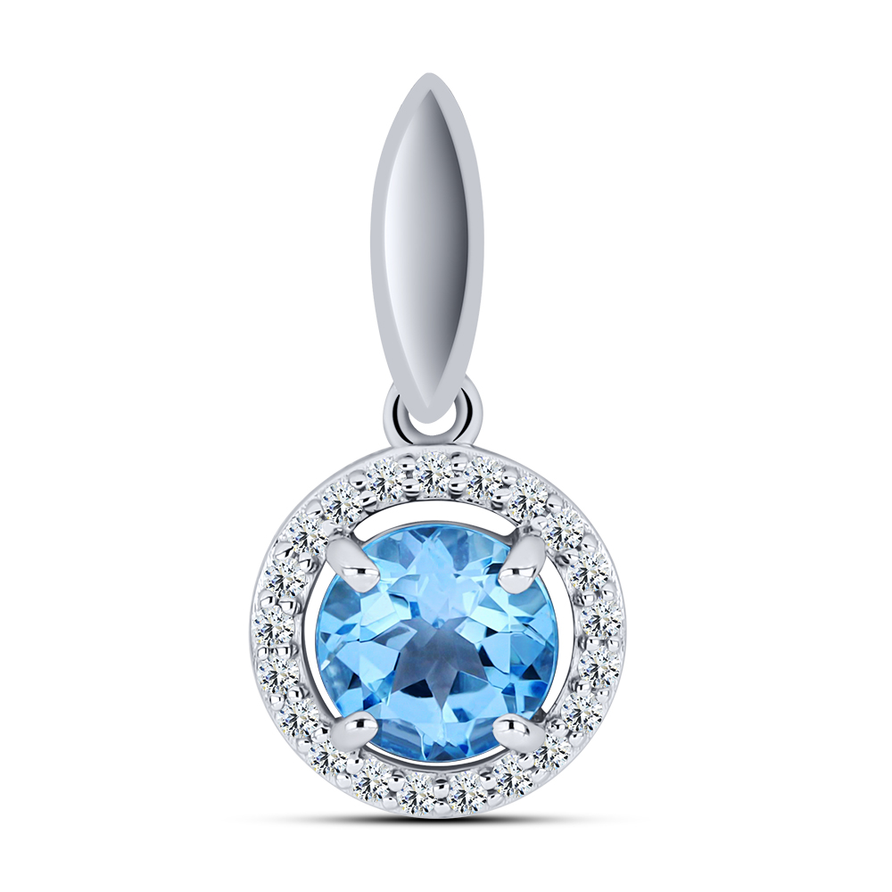 Pandantiv din aur alb cu pietre Cubic Zirconia Incolor, Topaz Swiss