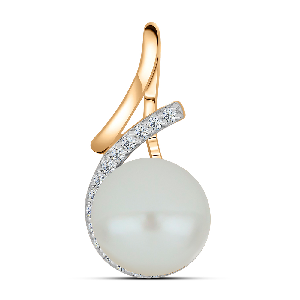 Pandantiv din aur roșu cu pietre Cubic Zirconia Incolor, Perla Albă