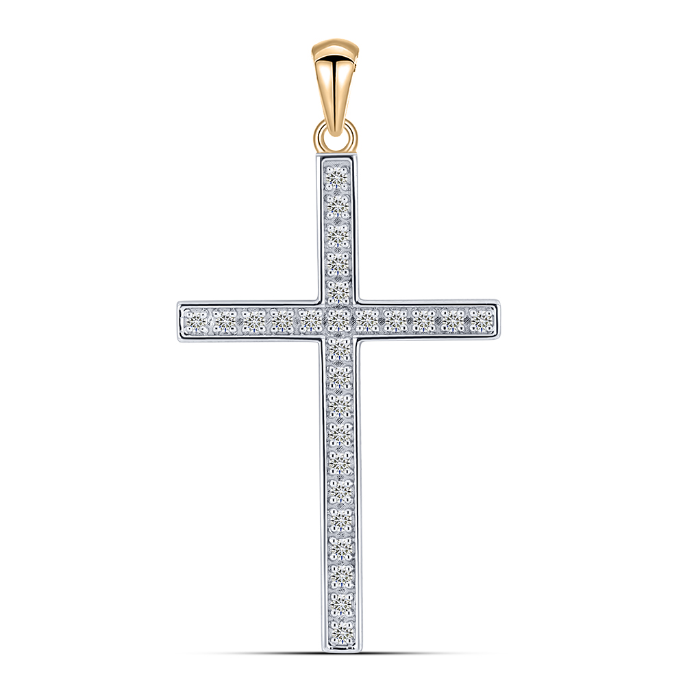 Крестик из красного золота с камнями Бриллиант